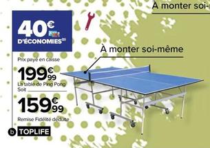 Toplife - Table De Ping Pong D'Intérieure offre à 159,99€ sur Carrefour