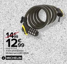 Michelin - Antivol Spiral À Code Avec Led offre à 12,99€ sur Carrefour