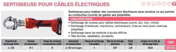 Sertisseuse Pour Câbles Électrique offre sur Loxam