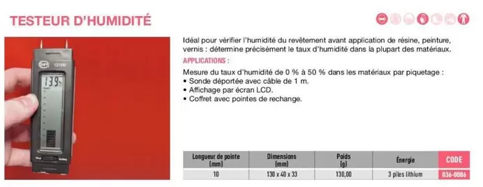 Testeur D'Humidité offre sur Loxam