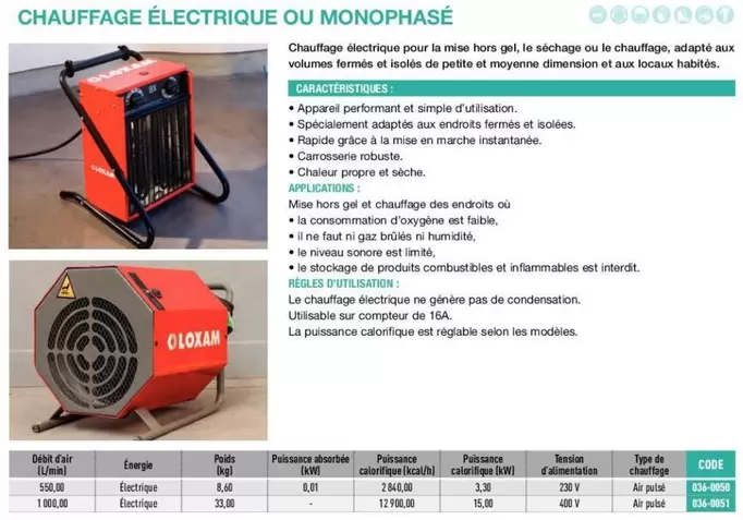 Chauffage Électrique Ou Monophasé offre sur Loxam