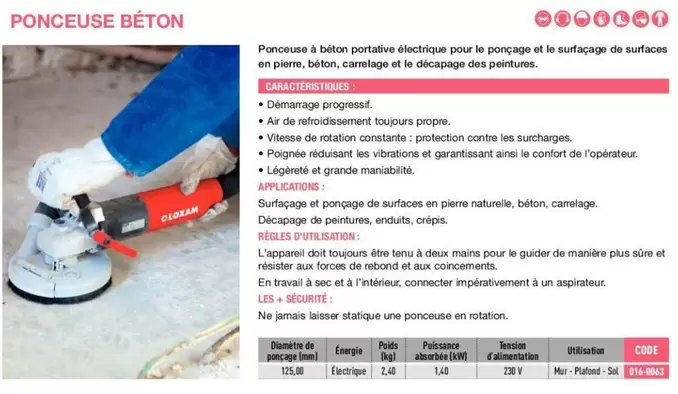 Ponceuse Béton offre sur Loxam