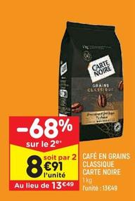 Carte Noire - Café En Grains Classique offre à 13,49€ sur Leader Price