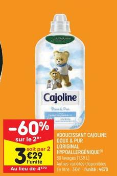 Cajoline - Adoucissant Doux & Pur L'original Hypoallergénique offre à 4,7€ sur Leader Price