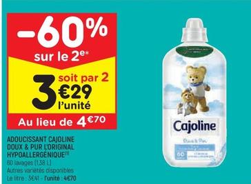 Cajoline - Adoucissant Doux & Pur L'original Hypoallergénique offre à 3,29€ sur Leader Price
