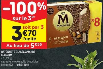 Algida - Bâtonnets Glacés Amande Magnum offre à 3,7€ sur Leader Price