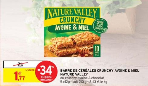 Nature Valley - Barre De Céréales Crunchy Avoine & Miel offre à 1,77€ sur Intermarché