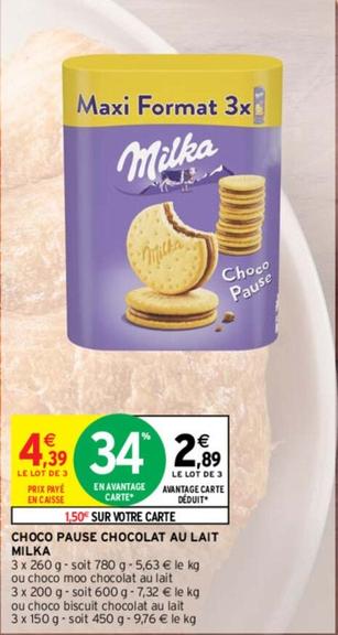 Milka - Choco Pause Chocolat Au Lait offre à 4,39€ sur Intermarché