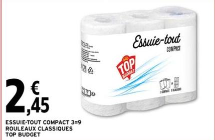 Top Budget - Essuie-tout Compact 3=9 Rouleaux Classiques offre à 2,45€ sur Intermarché