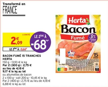 Herta - Bacon Fumé 15 Tranches offre à 2,09€ sur Intermarché