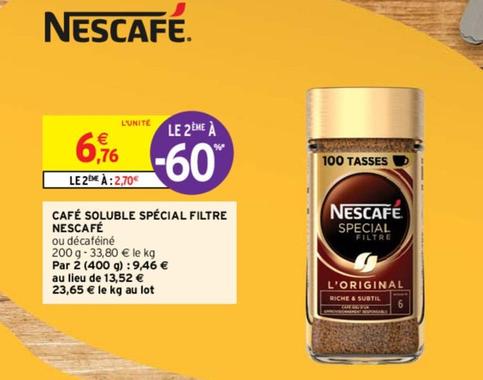 Nescafé - Café Soluble Spécial Filtre offre à 6,76€ sur Intermarché