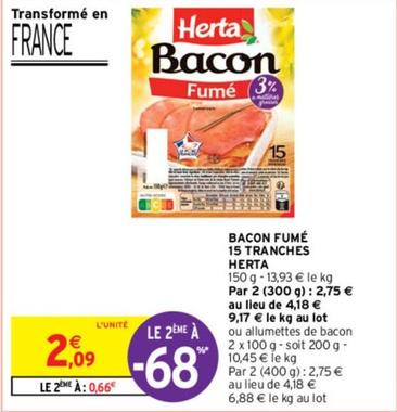 Herta - Bacon Fumé 15 Tranches offre à 2,09€ sur Intermarché