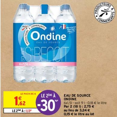 Ondine - Eau De Source offre à 1,62€ sur Intermarché