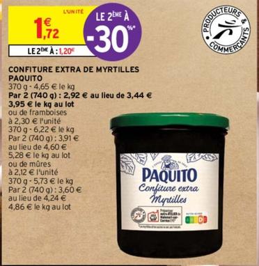 Paquito - Confiture Extra De Myrtilles offre à 1,72€ sur Intermarché
