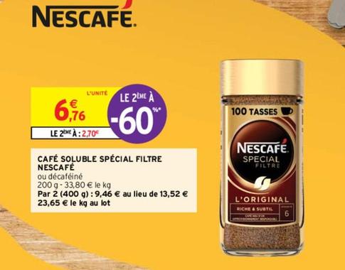 Nescafé - Café Soluble Spécial Filtre offre à 6,76€ sur Intermarché
