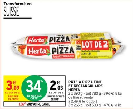Herta - Pâte À Pizza Fine Et Rectangulaire offre à 2,03€ sur Intermarché