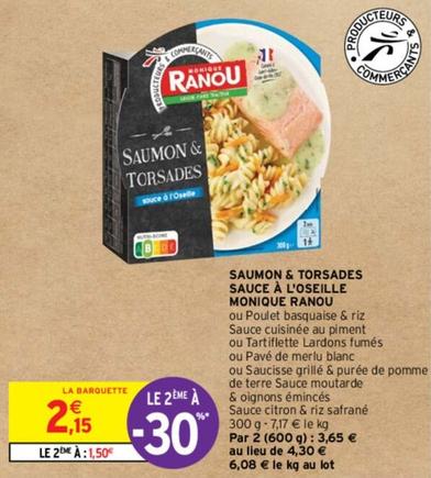 Monique Ranou - Saumon & Torsades Sauce À L'Oseille offre à 2,15€ sur Intermarché
