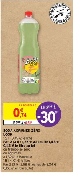 Look - Soda Agrumes Zéro offre à 0,74€ sur Intermarché
