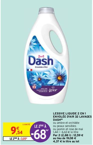 dash - lessive liquide 2 en 1 envolée d'air 32 lavages