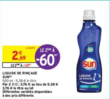 Sun - Liquide De Rinçage offre à 2,69€ sur Intermarché