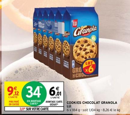 Lu - Cookies Chocolat Granola offre à 9,12€ sur Intermarché