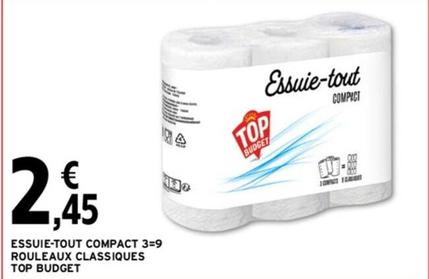 Top Budget - Essuie-tout Compact 3=9 Rouleaux Classiques