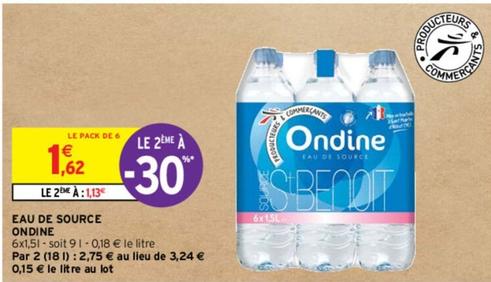 Ondine - Eau De Source offre à 1,62€ sur Intermarché