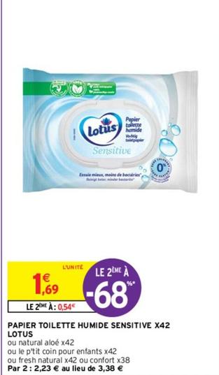 Lotus - Papier Toilette Humide Sensitive X42 offre à 1,69€ sur Intermarché