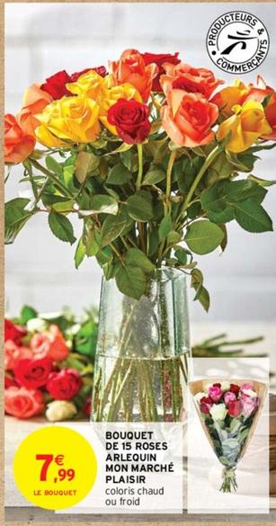 Bouquet De 15 Roses Arlequin Mon Marché Plaisir offre à 7,99€ sur Intermarché