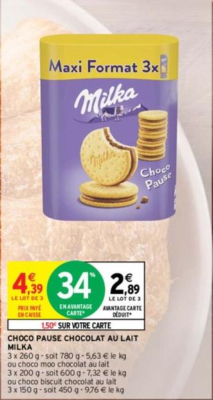 Milka - Choco Pause Chocolat Au Lait offre à 2,89€ sur Intermarché