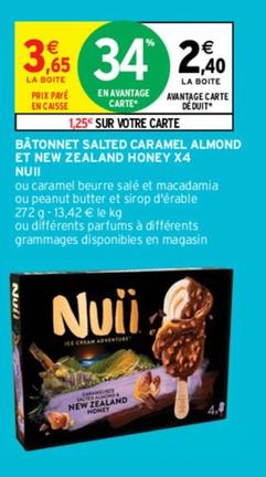 Nuii - Båtonnet Salted Caramel Almond Et New Zealand Honey X4 offre à 2,4€ sur Intermarché
