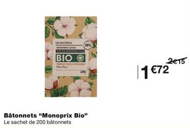 Monoprix Bio - Bâtonnets  offre à 1,72€ sur Monoprix