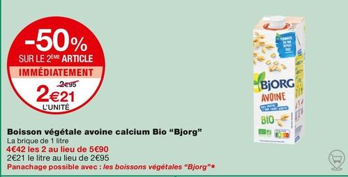 Bjorg - Boisson Végétale Avoine Calcium Bio  offre à 2,21€ sur Monoprix