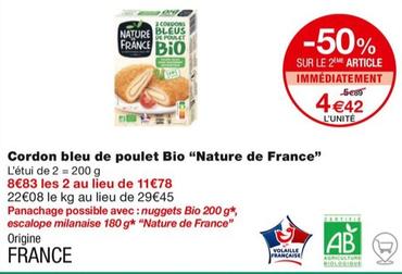 Nature De France - Cordon Bleu De Poulet Bio offre à 4,42€ sur Monoprix