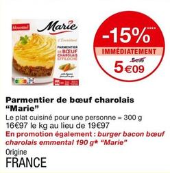 Marie - Parmentier De Bœuf Charolais offre à 5,09€ sur Monoprix