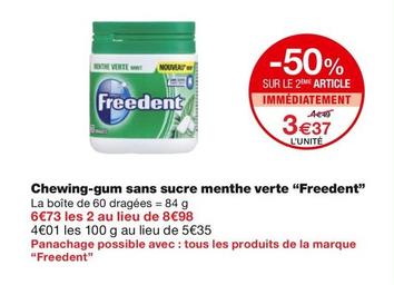 Freedent - Chewing-Gums Sans Sucre Menthe Verte  offre à 3,37€ sur Monoprix