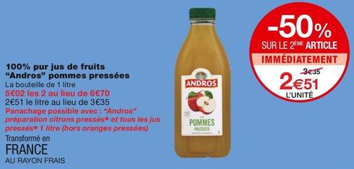 Andros - 100% Pur Jus De Fruits Pommes Pressées offre à 2,51€ sur Monoprix