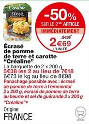 Crealine - Ecrase De Pomme De Terre Et Carotte  offre à 2,69€ sur Monoprix