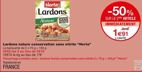 Herta - Lardons Nature Conservation Sans Nitrite offre à 1,91€ sur Monoprix