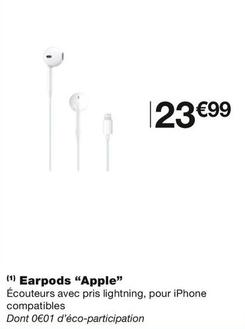 Apple - Earpods offre à 23,99€ sur Monoprix
