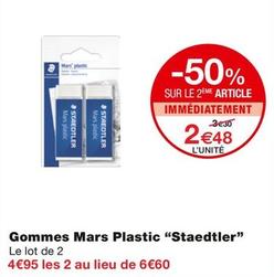 Staedtler - Gommes Mars Plastic  offre à 2,48€ sur Monoprix