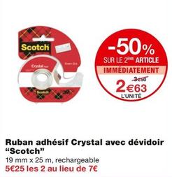 Scotch - Ruban Adhésif Crystal Avec Devidoir  offre à 2,63€ sur Monoprix