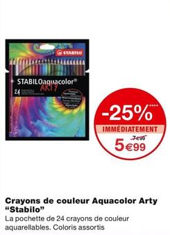 Stabilo - Crayons De Couleur Aquacolor Arty offre à 5,99€ sur Monoprix