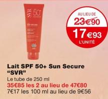 SVR - Lait SPF 50+ Sun Secure offre à 17,93€ sur Monoprix