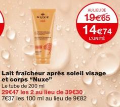 Nuxe - Lait Fraîcheur Après Soleil Visage Et Corps offre à 14,74€ sur Monoprix