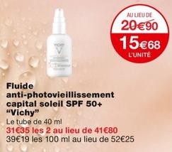Vichy - Fluide Anti-Photovieillissement Capital Soleil SPF 50+ offre à 15,68€ sur Monoprix