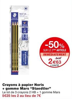 Staedtler - Crayons À Papier Noris + Gomme Mars offre à 2,63€ sur Monop'