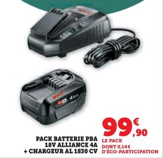 Bosch - Pack Batterie PBA 18V Alliance 4A + Chargeur Al 1830 CV offre à 99,9€ sur Super U