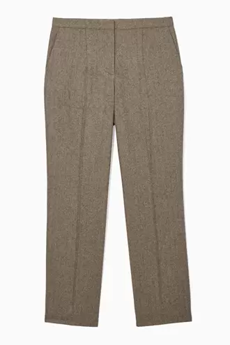 STRAIGHT-LEG WOOL-HERRINGBONE PANTS offre à 95€ sur COS