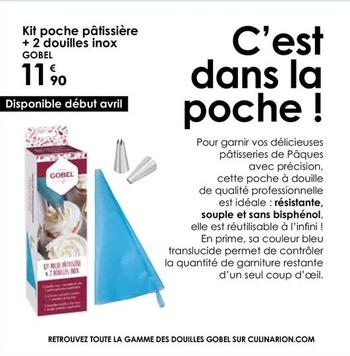 Gobel - Kit Poche Pâtissière + 2 Douilles Inox offre à 11,9€ sur Culinarion